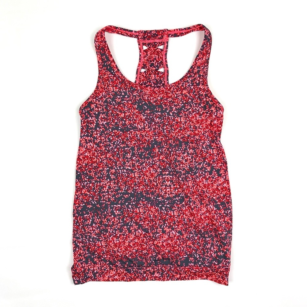 {Athleta} Printed Xo Coral Sizzle Racerback Tank